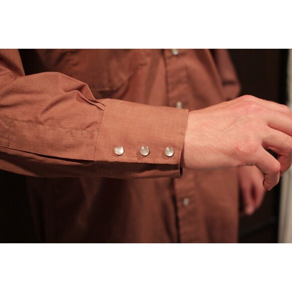 Vintage Chute #1 Pearl Snap Western Wear Button Up Rodeo 80s Brown Size M - Picture 7 of 7
